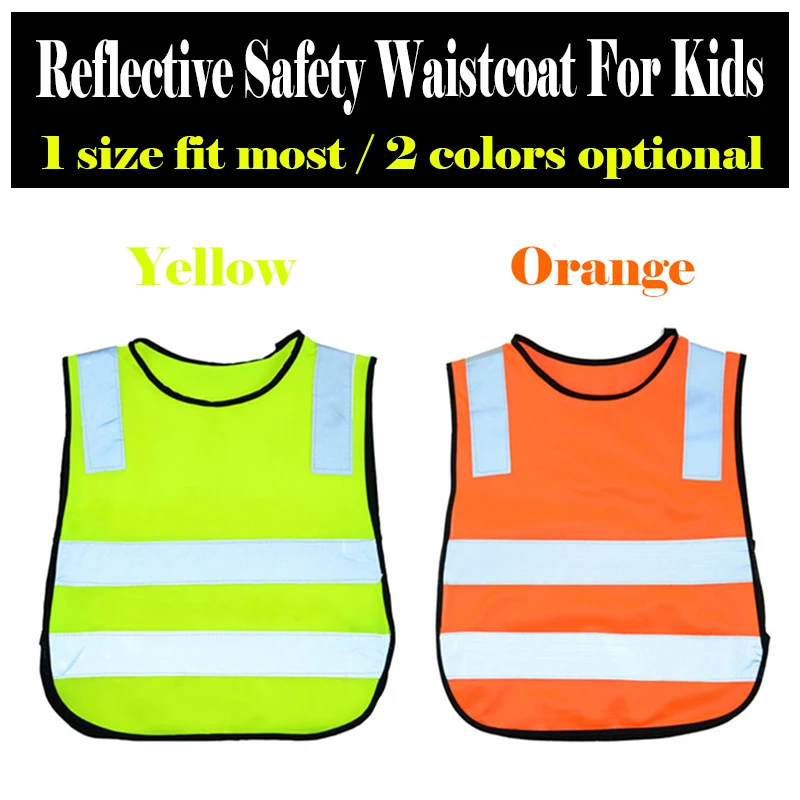 Fluo žltá oranžová vysokej viditeľnosti žiak deti deti reflexné bezpečnostné dopravné vesta pre deti chodiť do školy na bicykli beží