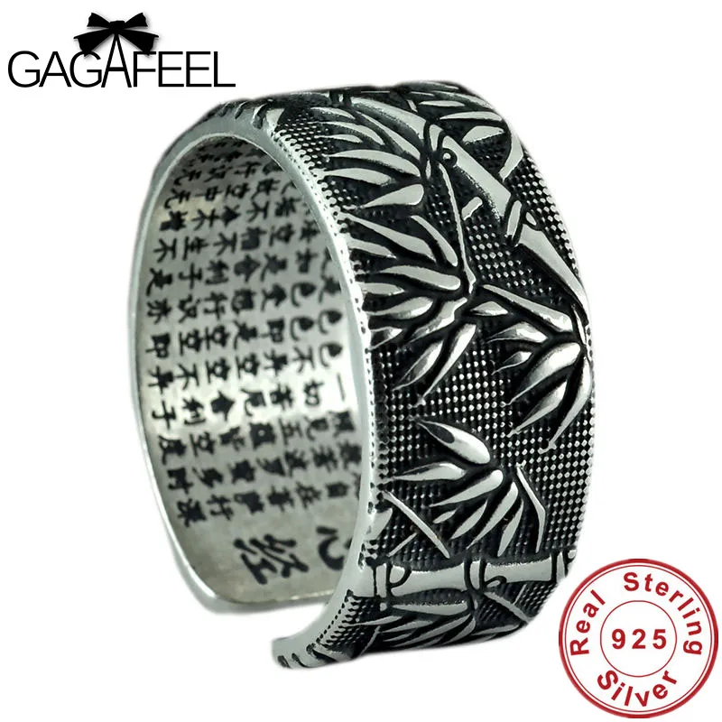 GAGAFEEL Reálne 999 Šterlingov Strieborné Prstene pre Mužov Písme Osobnosti Nastaviteľné Bambusu Thai Strieborný Prsteň, Šperky Darček Wholesales