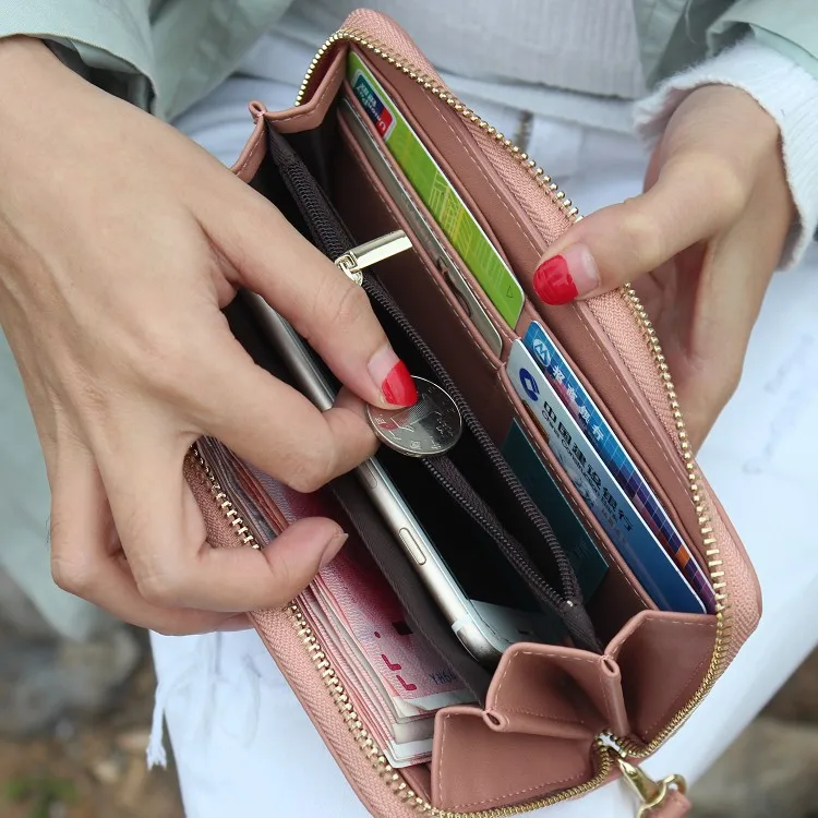 Geometrické Náramok Ženy Peňaženky žena dlhý zips ženy kabelku veľkú kapacitu mince peňaženka peňaženku značky nový Módny telefón spojka