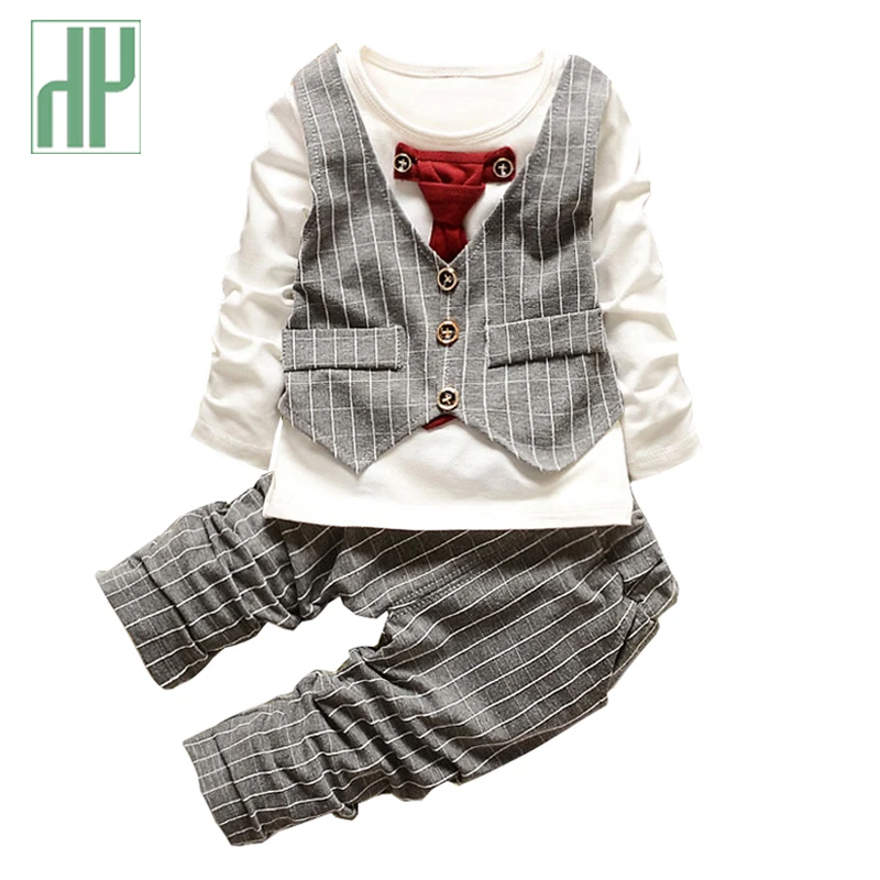 HH 1-3 rokov Chlapci oblečenie móda batoľa dievča oblečenie set sa pán vyhovuje Kravata stripe tričko+nohavice formálne deti, oblečenie pre chlapcov