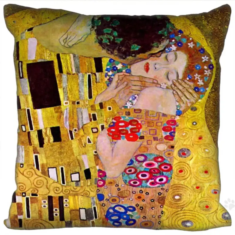 Hot Predaj Gustav Klimt Kiss Námestie obliečka na Vankúš Vlastné vrecko na Zips multi veľkosť Dekoratívne Objať obliečka na Vankúš