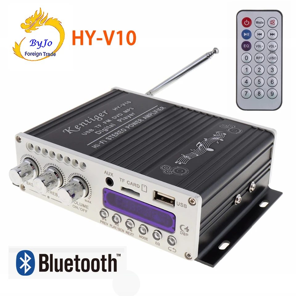 HY-V10 20W x 2 HI-FI, Bluetooth Auto Zosilňovač 2 kanál FM Rádio Prehrávač, Podpora SD / USB / DVD / MP3 Vstup HYV10