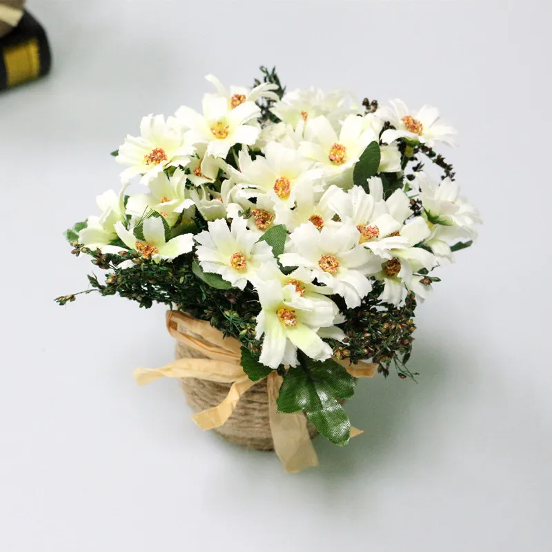 JAROWN Umelé Daisy Kvety Nastaviť Daisy Hodvábne Kvety, Svadobné Party Domov Dekoratívne Kvetinové Kytice 4 Farby kvetov s váza