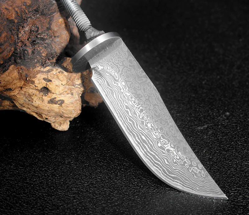 KKWOLF DIY pevnou čepeľou noža Vysoko uhlíkovej ocele Imitácia Damasku camping lovecké nože ostré prežitie nôž Multi nástroj pocke