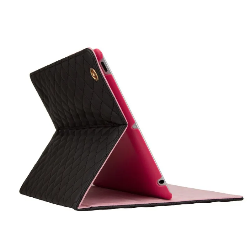 Kniha Štýl Stand PU Kožené puzdro pre iPad 2 3 4 Farebné Šikovný Tablet Kryt Auto Spánku Dizajn Black Pink Rose