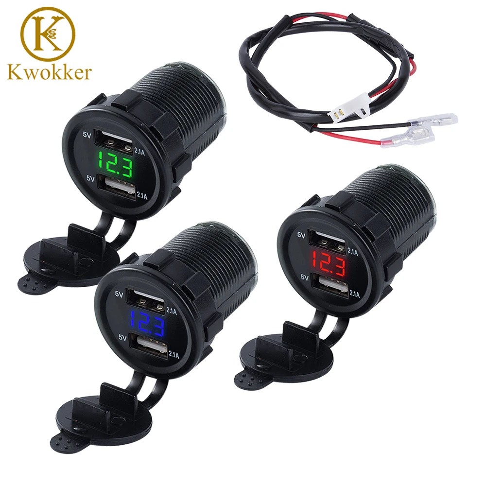 KWOKKER Bluetooth Smart Vyhľadávanie Auto Dual USB adaptéra na zapaĺovač Cigariet 4.2 Rýchlu Nabíjačku Auto Napätie Motocykel, Traktor ATV