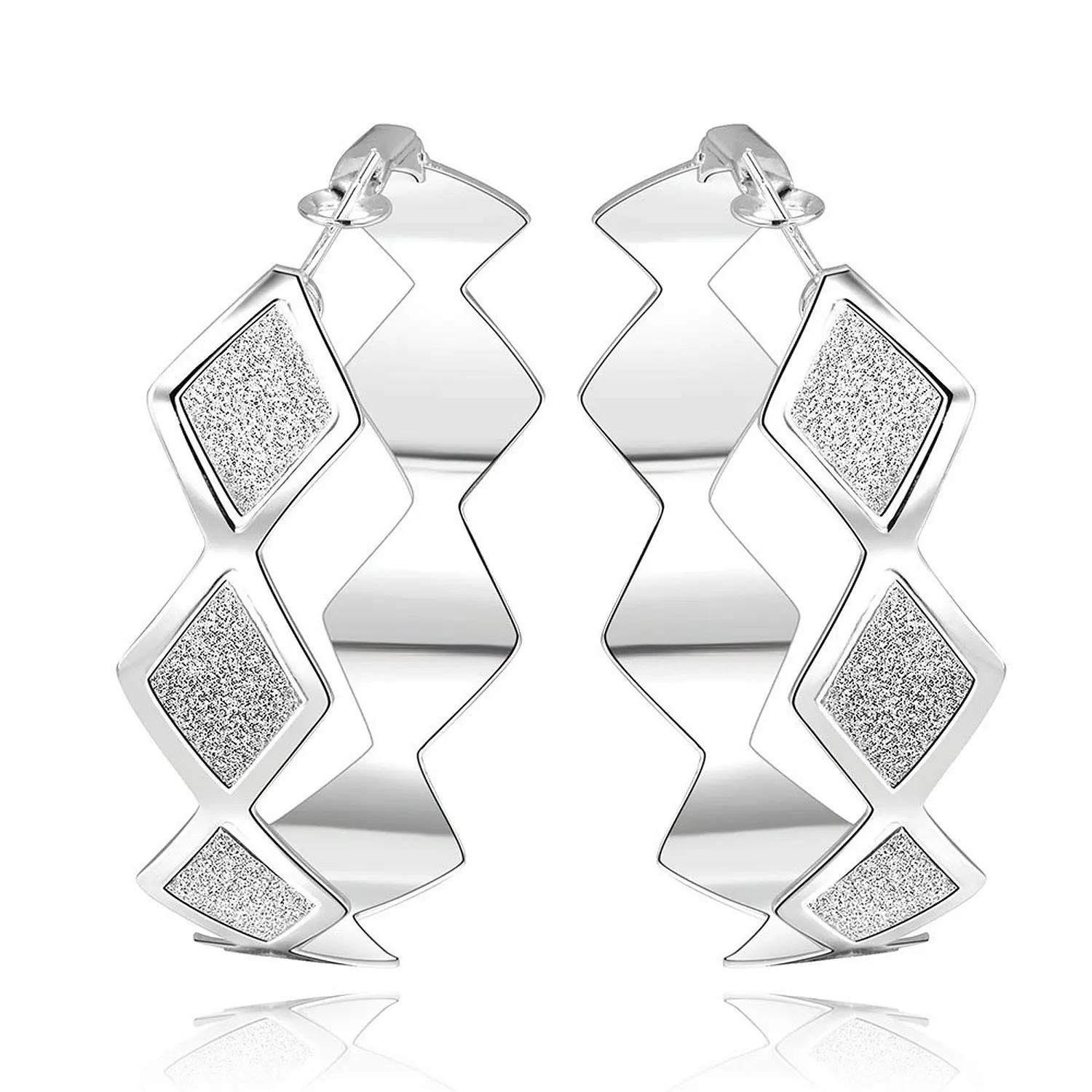 Lureme 925 Silver Geometrie Hoop Náušnice pre Ženy Jemné Luxusné Svadobné Party Šperky Doprava Zadarmo (02004990)
