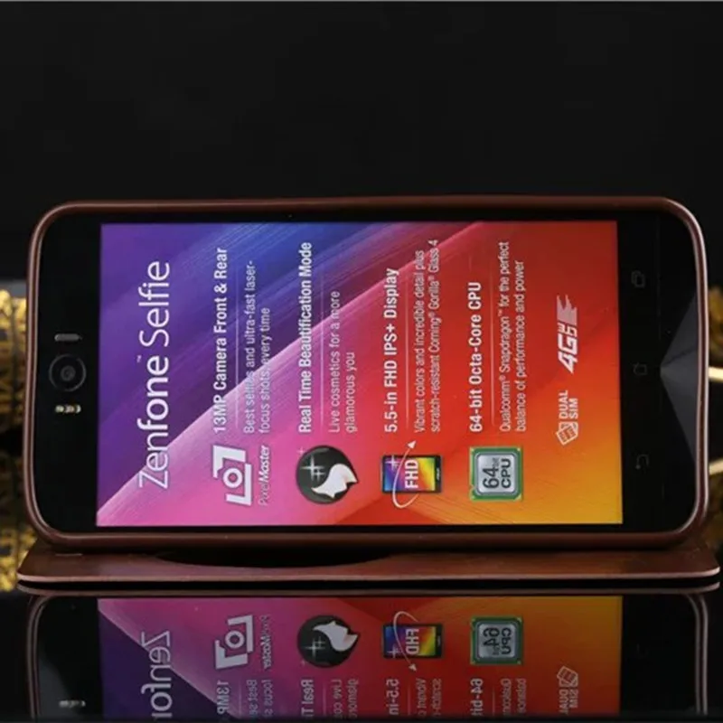 Luxusné Retro Jednom Zobrazení Windows Flip PU Kožené puzdro Pre Asus Zenfone Selfie ZD551KL Telefónu Zadný Kryt Funda Capa