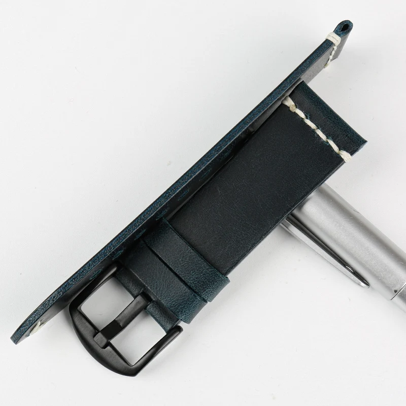 MAIKES Vintage Kožený Remienok Hodiniek Kapela Greasedleather Sledovať Príslušenstvo Náramok 22 mm 24 mm Modrá Watchband Pás Čierne Pracka