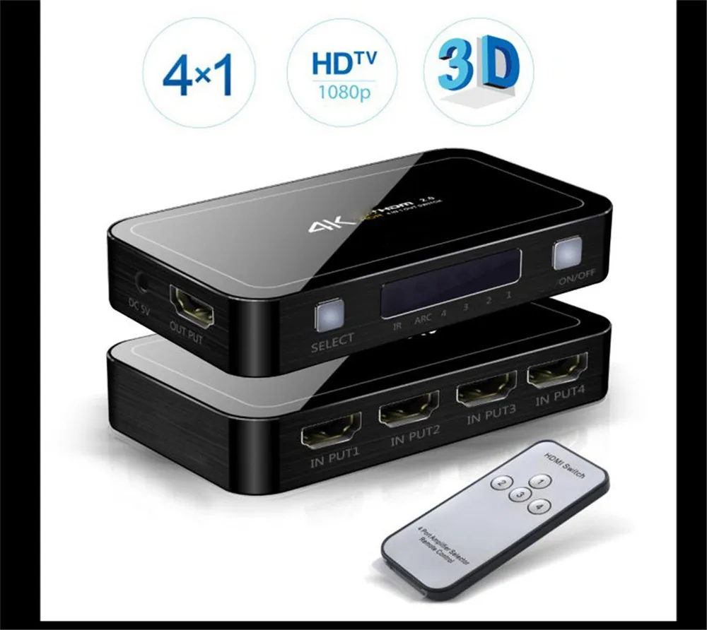 Mini 4 Port 4x1 HDMI Prepínač Ultra HD 4K@60Hz HDMI 2.0 HDCP 2.2 4 V 1 Z Switcher Box S PIP IR Ovládanie Pre PS4 Apple TV HDTV