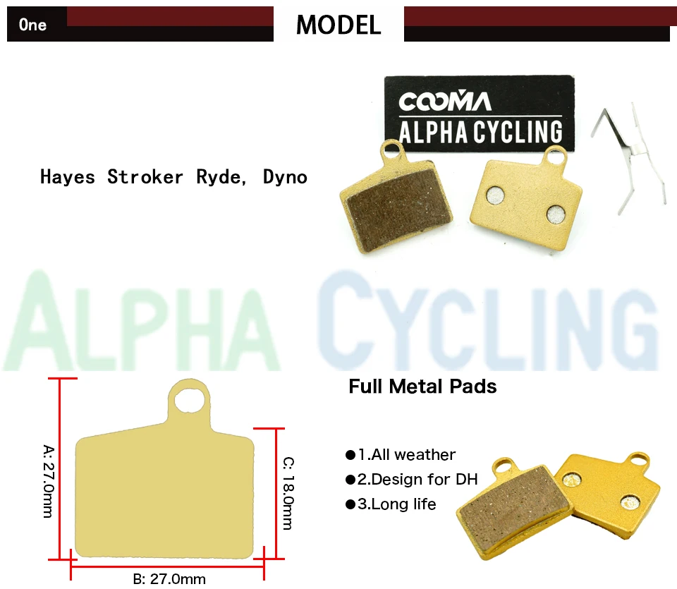MTB Bicykel Disk Brzdové Doštičky pre Hayes Dyno, Stroker Ryde Kotúčové Brzdy, Zlato, Full Metal, 2 Páry, Poštovné Zdarma