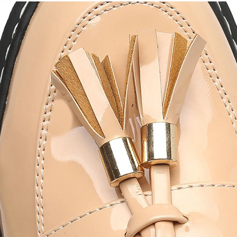 Móda Kolo Prst Strapec Dekorácie Mokasíny Pre Ženy Vintage Patent Anglicko Štýl Ženy Mokasíny Dámy Bežné Ploché Oxford Topánky
