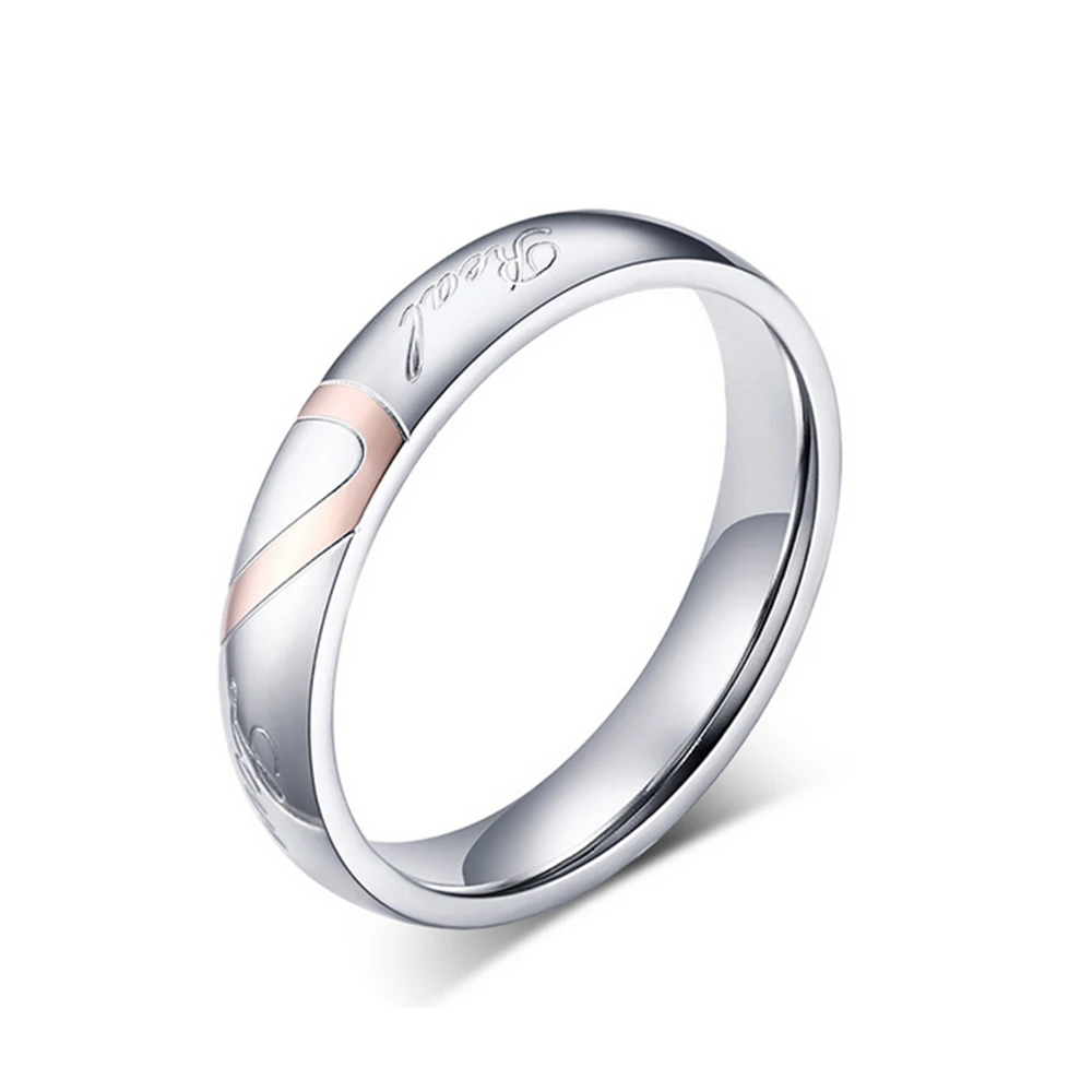 Móda láska srdce pár krúžok pre ženy, mužov, svadobné zásnubné prstene veľkoobchod nehrdzavejúcej ocele, šperky