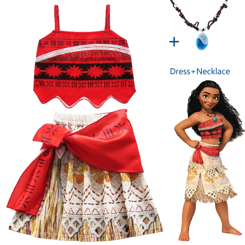 Nové Vaiana Moana Princezná Cosplay Kostým pre Deti šaty, Kostým s Náhrdelník pre Halloween Kostýmy pre Deti, Dievčatá Dary