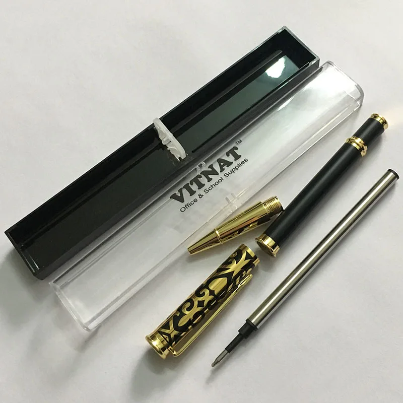 Openwork Vzor Perá Kovový Roller guličkové Pero 0,5 mm Luxusné Guľôčkové Pero pre Kancelárske Školské potreby Podnikania Darčekovej krabičke