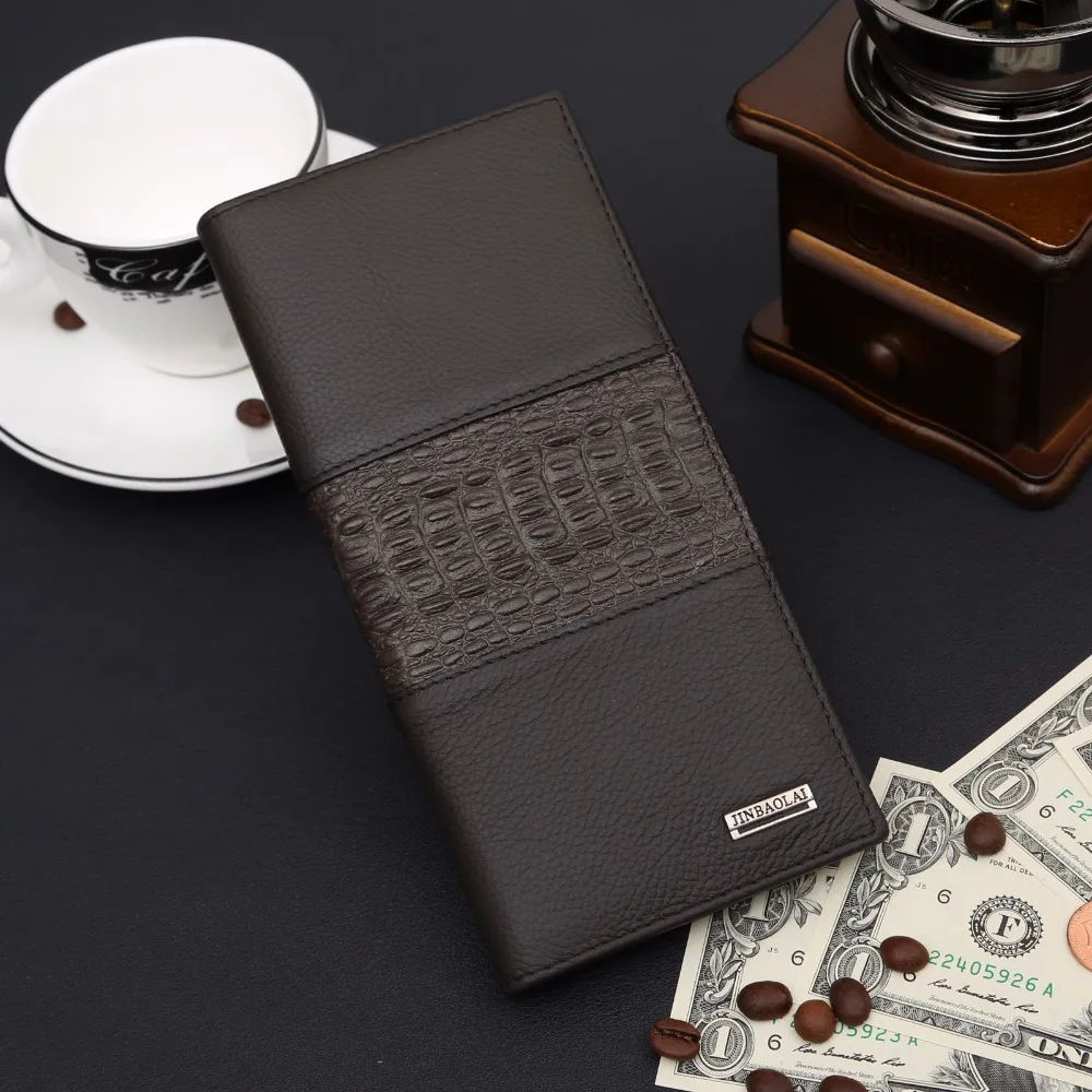 Originálne kožené pánske peňaženky Cowhide Krokodíla tlač High-end Peňaženky Mäkké kožené veľkú kapacitu peňaženky nula Package Držiteľa Karty