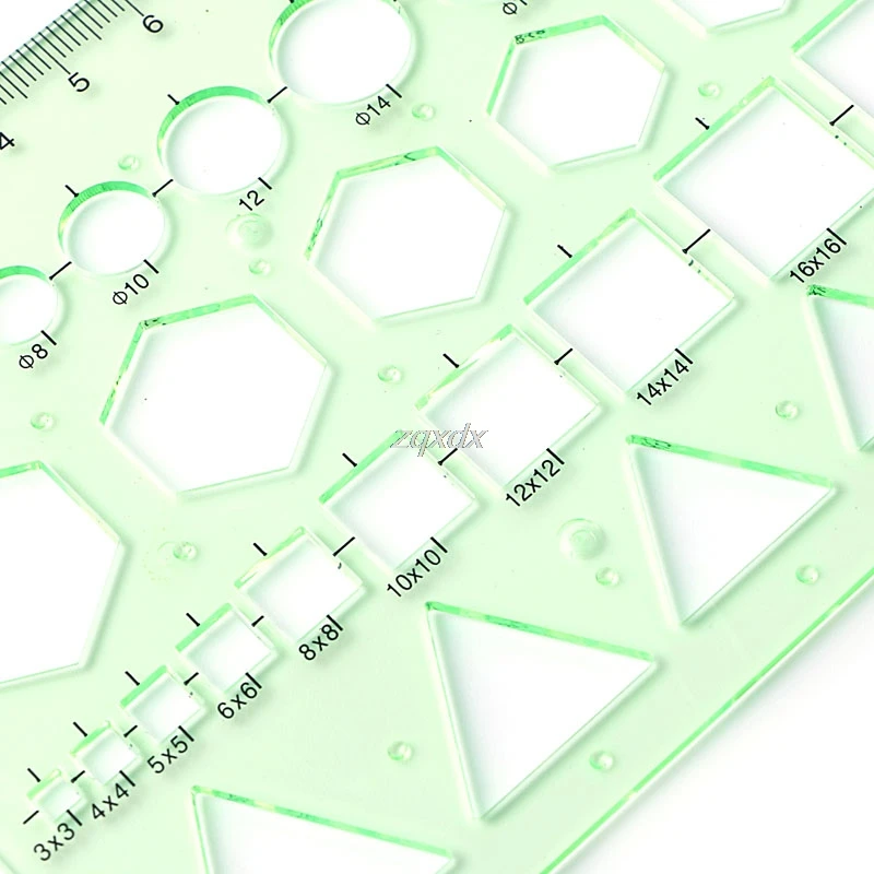 Plastový Kruh, Štvorec Hexagon Geometrické Šablóny, Pravítka, Stencil Opatrenie Nástroj Z11 Kvapka loď