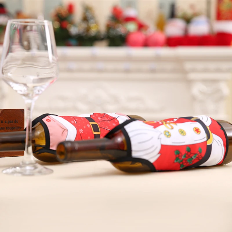 Populárne Vianočné Fľaša Vína Zástera Kryt Zabaliť Vianočné Večeru Stôl Dekorácie Činnosti Dekorácie