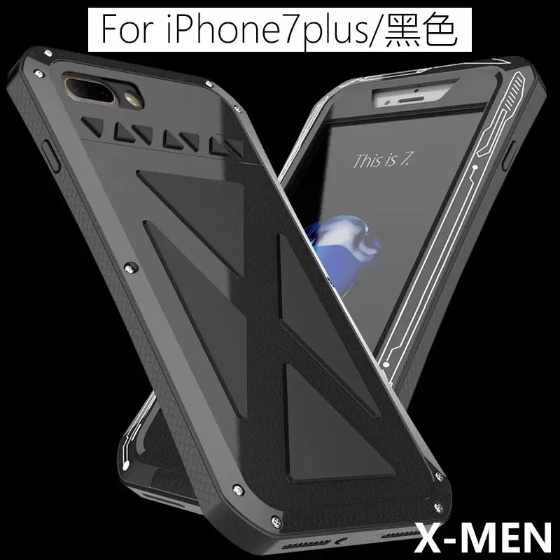 R-LEN Skutočný Nepremokavé Shockproof X-men Gorilla Glass Kovové puzdro pre Apple Iphone 7 8 Plus 7plus Silikónové Hliníkový Kryt Plášťa