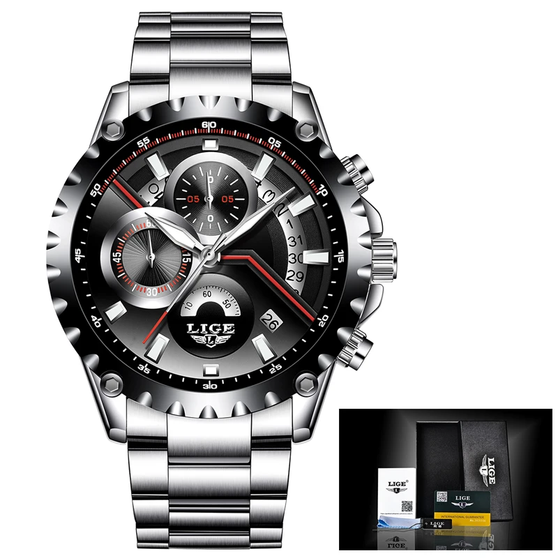 Relojes hombre 2018 LIGE Pánske Hodinky Top luxusné značky Mužov Vojenské Športové Vodotesné hodinky Mužov z Nerezovej Ocele, Quartz Hodiny+Box