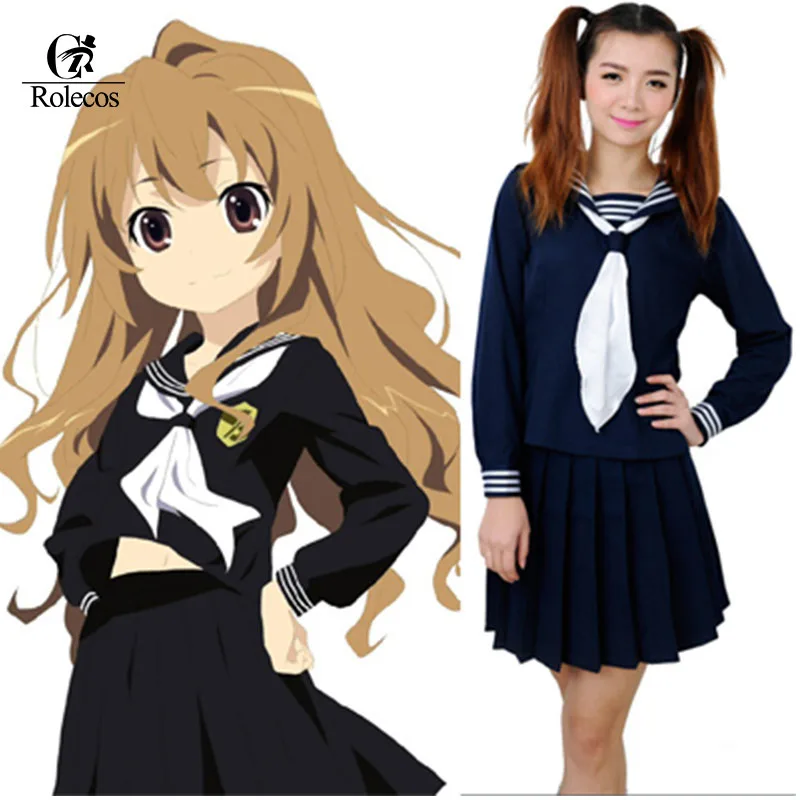 Rolecos Japonské Anime Toradora Cosplay Kostým Aisaka Tajga Cosplay tmavo Modré Šaty Navy Jednotnú Školskú Uniformu pre Dievčatá