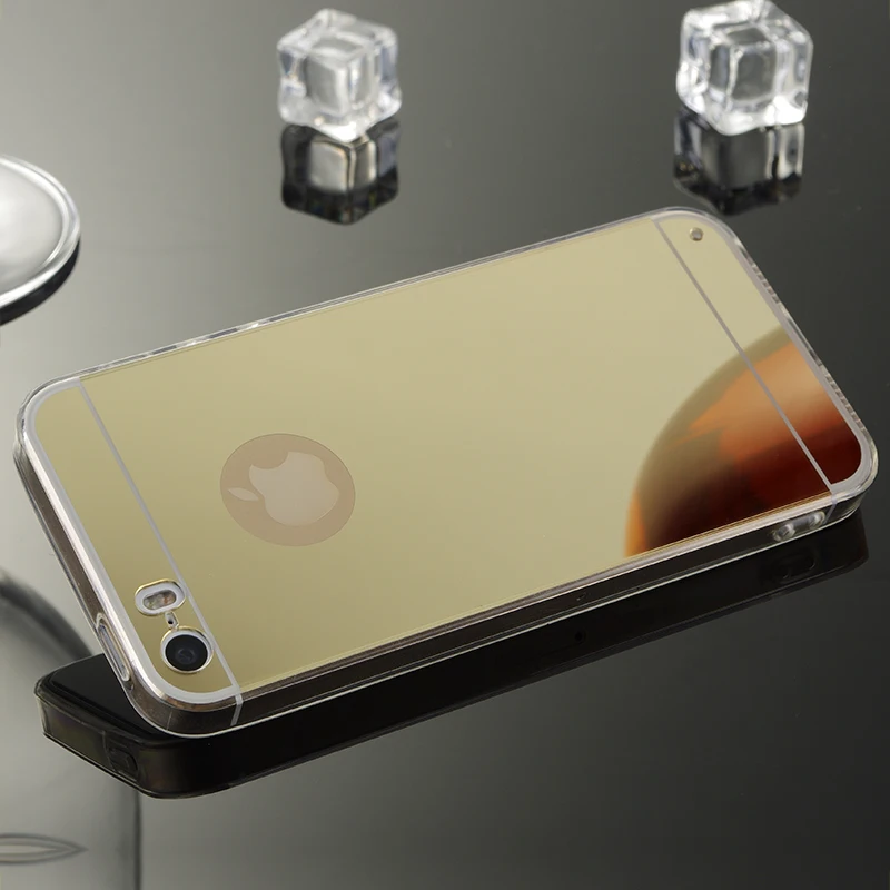Rose Gold Telefón puzdro Pre Apple iPhone 5 je Zrkadlo Prípade Mäkké TPU Zadný Kryt puzdro Pre iPhone 5S SE Espelhada Mobilný Telefón Shell Mobilné