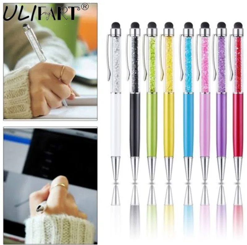 ULIFART Univerzálny Crystal Dotykové Pero Stylus Pen 2 v 1 Guľôčkové Pero Pre Mobilný Telefón IPhone, IPad, Samsung Tablet