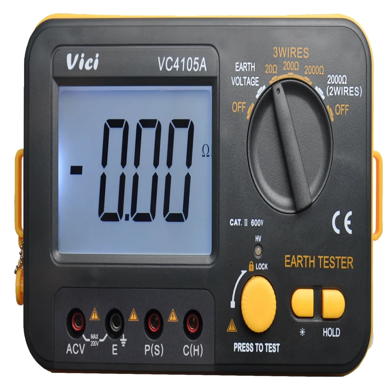VICI Digitálny LCD Zemi Odpor Tester Zem Odpor Napätie Meter bleskozvod Merací Prístroj Nástroje VC4105A