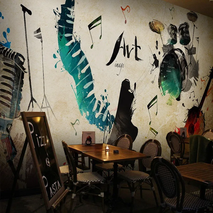 Vlastná Veľkosť Retro Photo graffiti poznámky tapety hudobné izba tému KTV reštaurácia, bar art studio tapety nástenná maľba