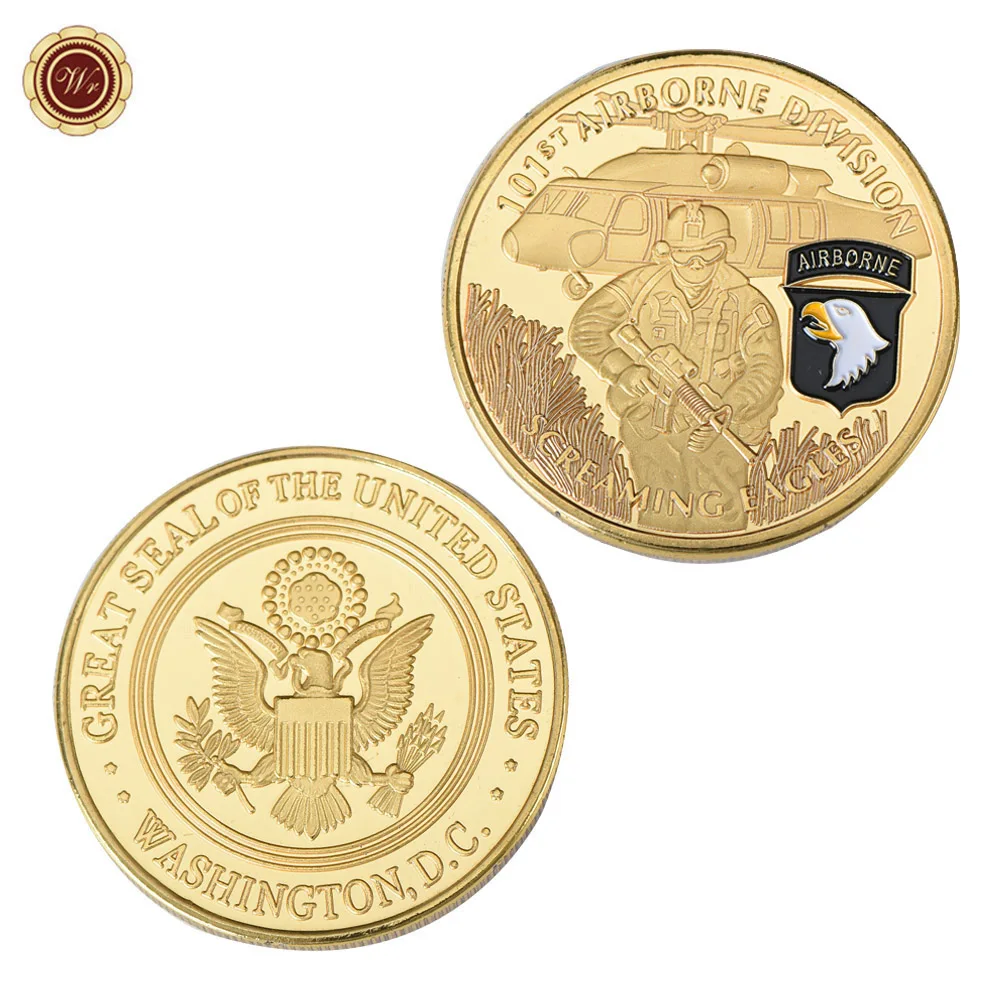 WR NÁS 101st Airborne Division Pozlátené Kovové Mince Pamätné Zlaté Kričí Eagles Výzvou Mince USA Vojak Mince
