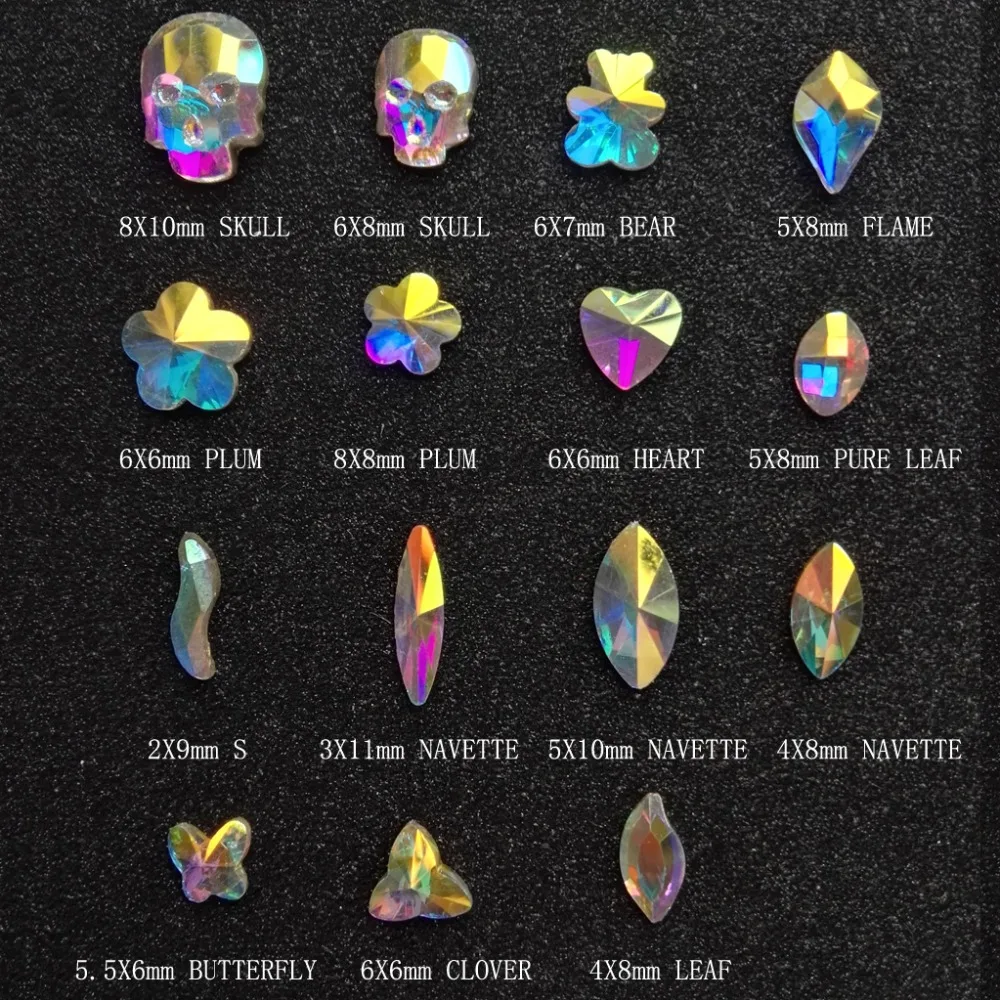 YANRUO 12pcs AB Crystal ploché späť Nových Tvarované Drahokamu Lesklé Diamond Nail Art, Ozdoby DIY Krásy Drahokamu na Nechty