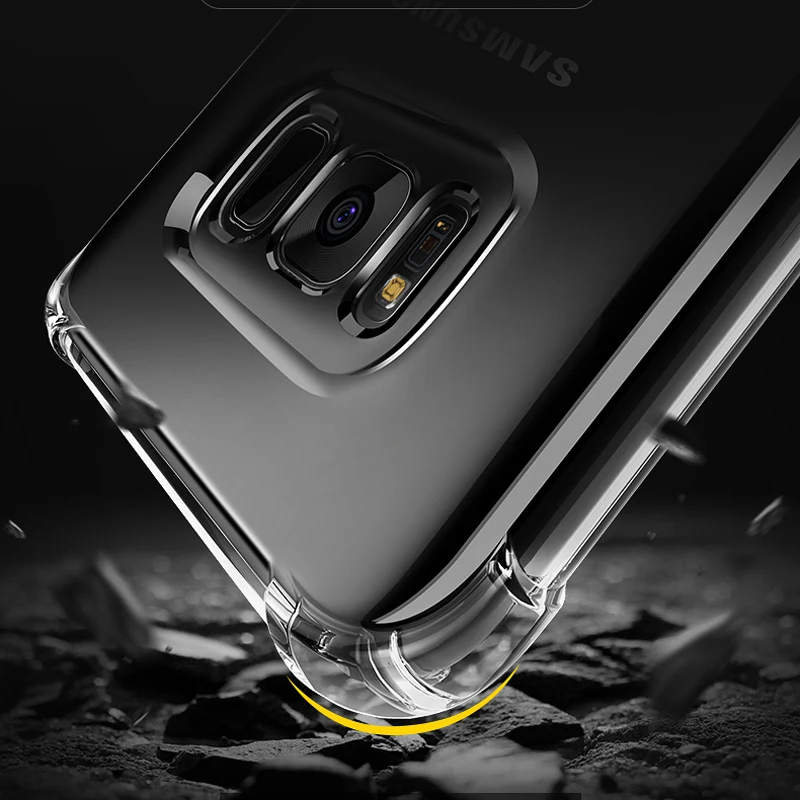 YKSPACE Crystal Clear Mäkké Silikónové TPU puzdro Pre Samsung Galaxy S7 Okraji S8 S9 Plus Poznámka 8 Zadný Kryt Anti Šok Poškriabaniu