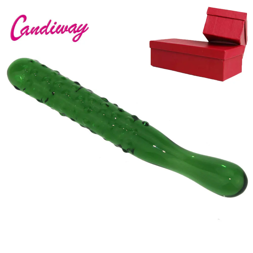 Zelená Cucumbe Tvar Skla Pyrex glass dildo falošné penis crystal análny zadok plug G-spot ženská masturbácia, Sexuálne hračky pre ženy