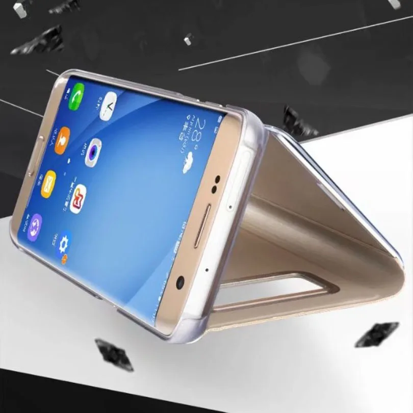 Zrkadlo Vymazať Zobrazenie Stojan vyklápací Kryt Pre Samsung Galaxy S8 Plus Poznámka 8 5 S7 okraji S6 okraji Plus A3 A5 A7 J3 J5 J7 2017 MS2