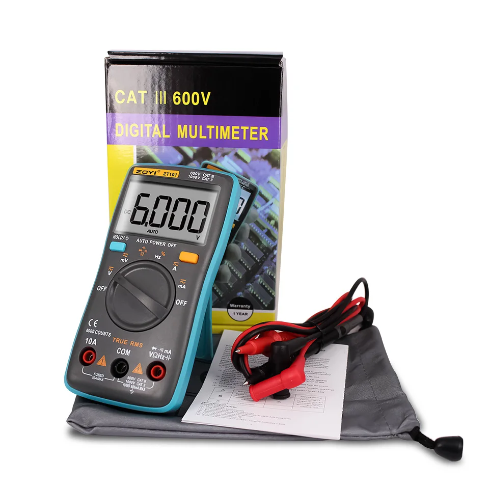 ZT101 Digitálny multimeter Prenosný Merač 6000 počíta Podsvietenie AC/DC Ammeter Voltmeter Ohm napätie meter