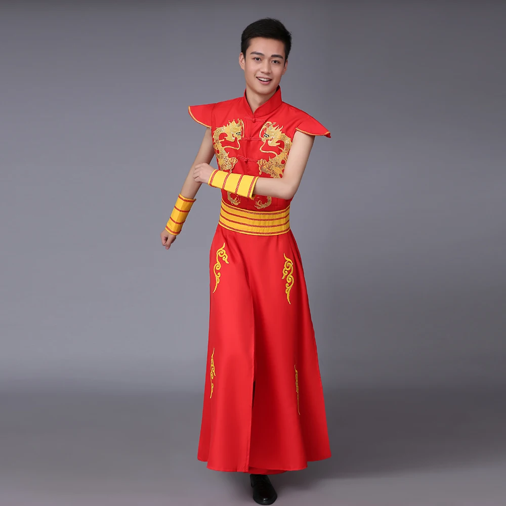 Čínskych Mužov Dragon Tanečné Kostýmy Muž Národnej Tanečnej Akrobacie Župan Yangko Tanečné Oblečenie Čínsky Bubon Tanečné Šaty 89