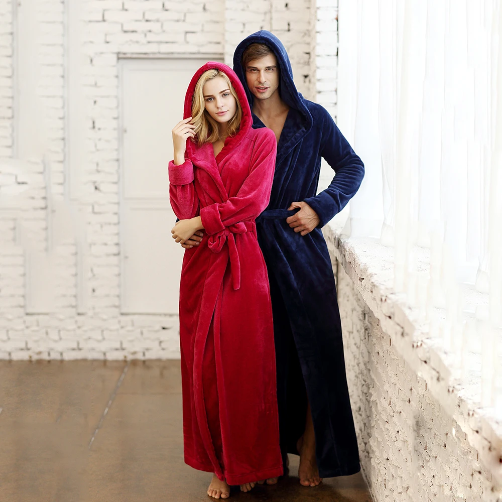 Ženy a Muži Unisex Zimné Milovníkov Dizajnu Predĺžiť Zahusťovanie Flanelové Plus Veľkosť s Kapucňou Sleepwear Župan Župan Plavky