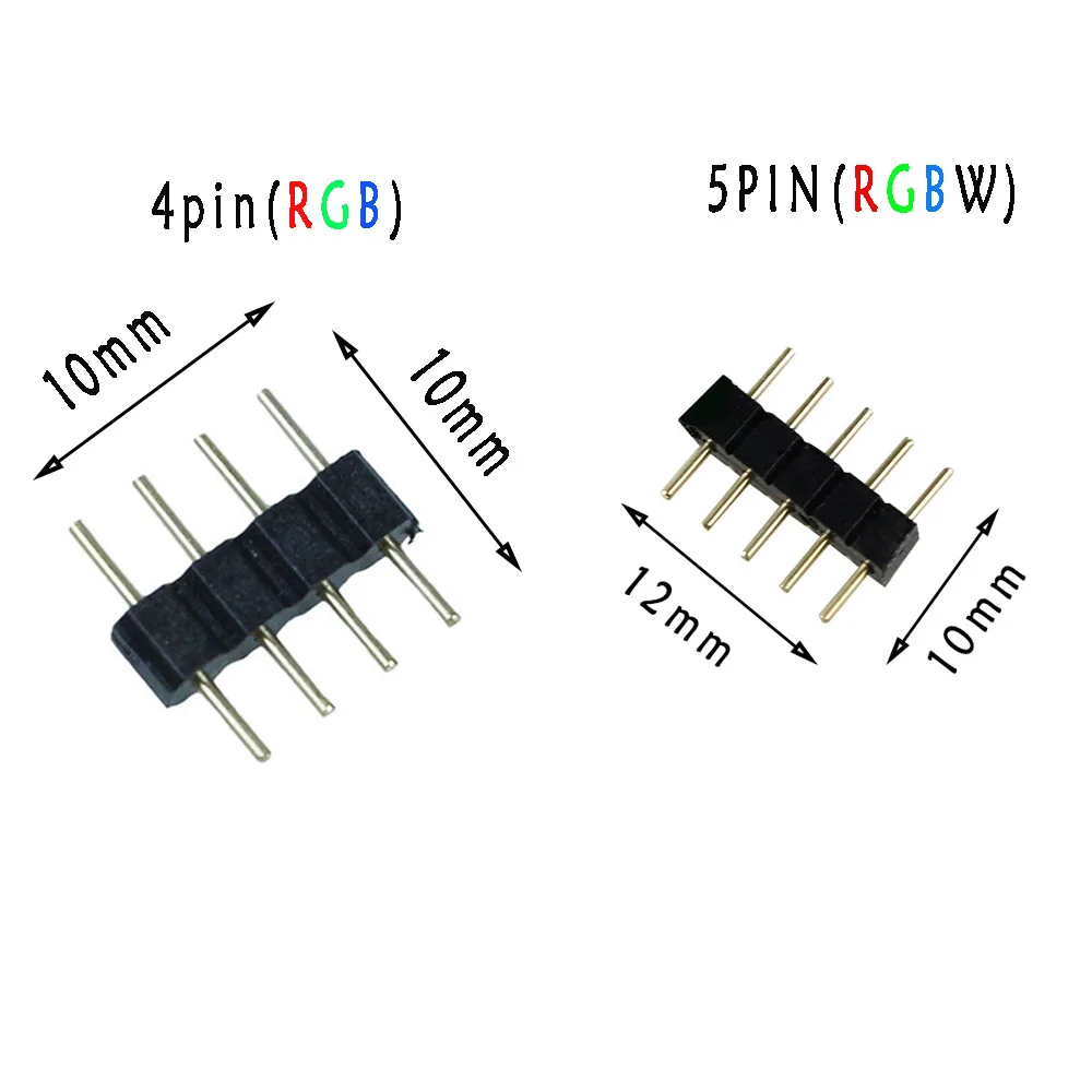 10pcs 4 Pin RGB /5PIN RGBW Konektor Adaptéra pin ihly mužského typu dvojité,Pre RGB /RGBW 5050 3528 LED Pásy svetla led príslušenstvo