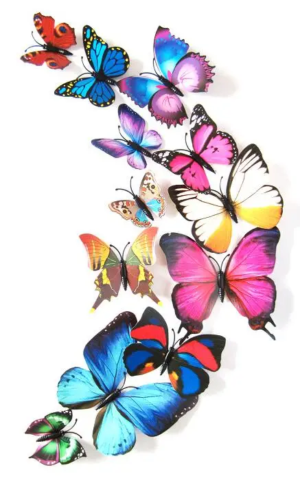 12pcs/veľa 3D Magnet motýľ PVC Svadobné Domácej Strany Dekoratívne DIY Deti Izba, TV, Kuchyňa Chladnička nálepky