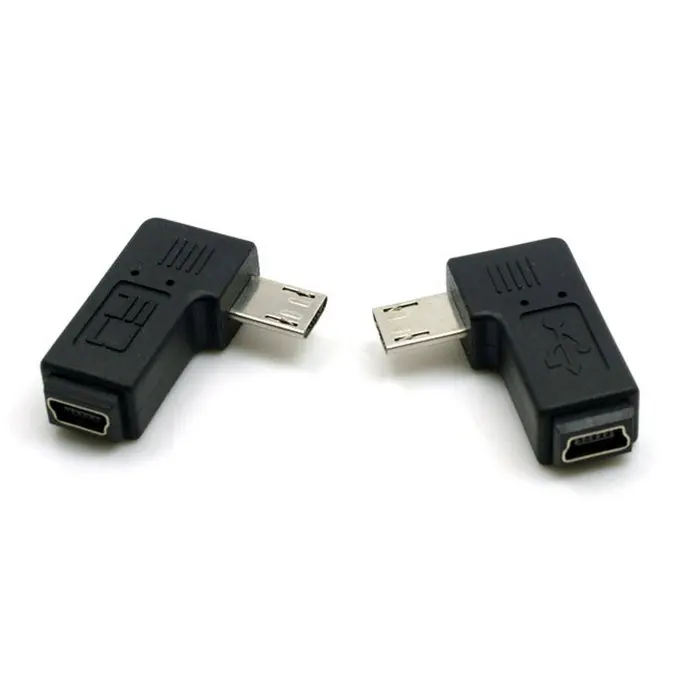 2 ks 9 mm Dlhé Konektorom 90 Stupňov Vľavo a Vpravo Šikmého Micro USB 5Pin Mužov k Mini USB Samica Predlžovací Adaptér Konektor pre Adaptér