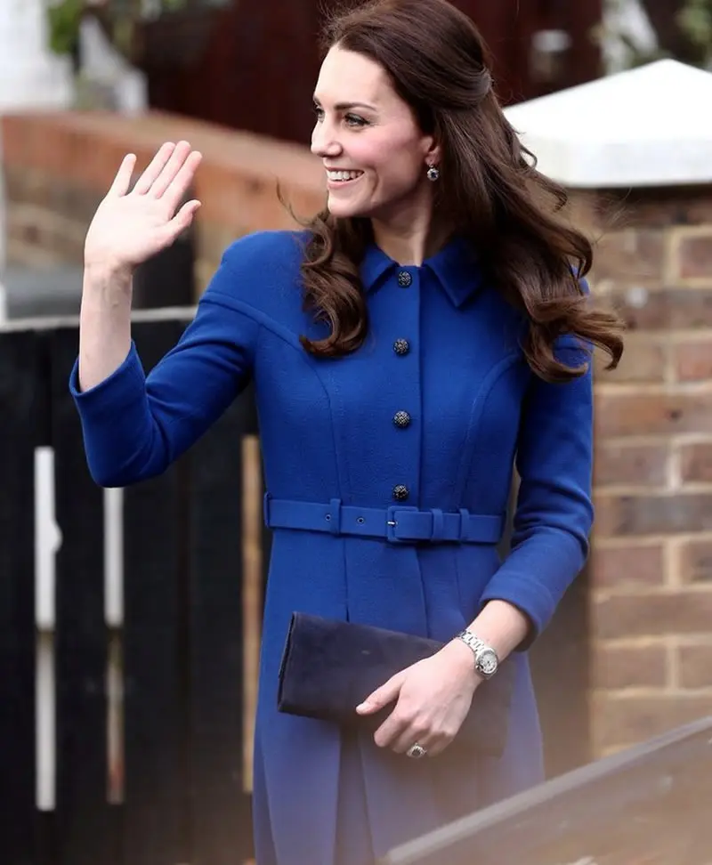 2017 Jar Novú Kate Middleton Princezná Kabát Módne-Line blue OL Kabát