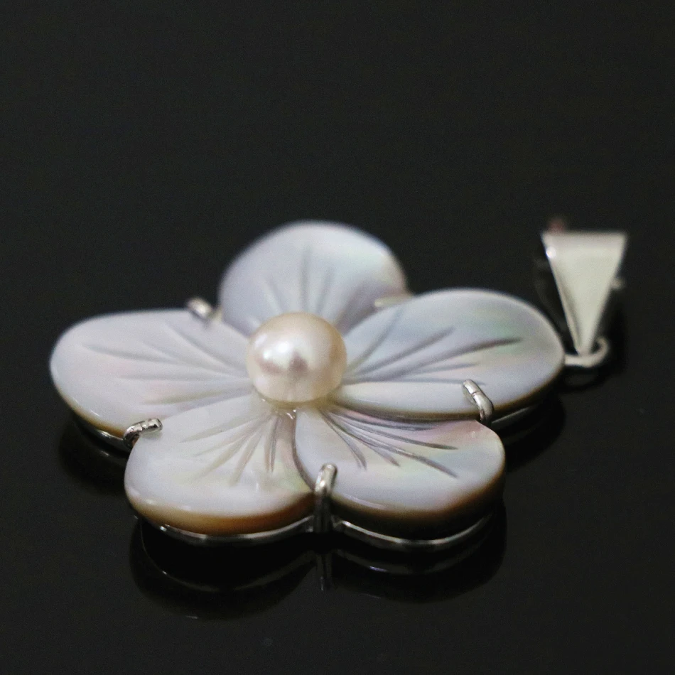34cm Prírodná biela matka shell kvet prívesok okrúhle korálky, perly ženám robiť šperky B1112