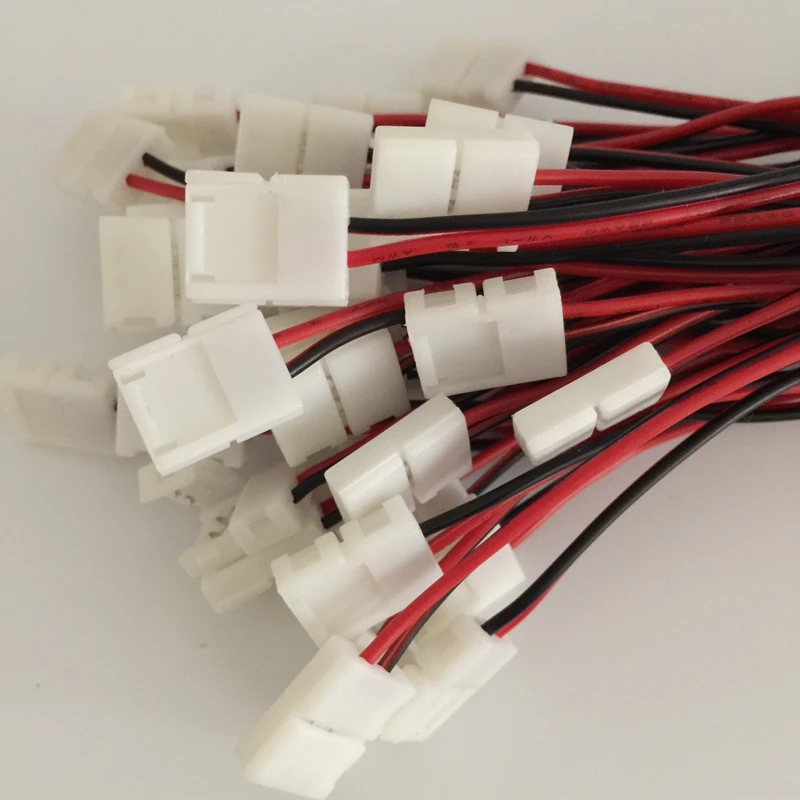 50pcs/lot 10 mm 2 pin led pásy konektor 5050 led predlžovací kábel drôt príslušenstvo oboch koncových s konektorom