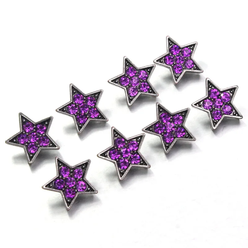 6 Farieb 10pcs/veľa Crystal Päť-špicaté hviezdy 12mm Kovové Zaskočí Tlačidlo Pre Žien Náramok Metal Snap Náušnice Šperky
