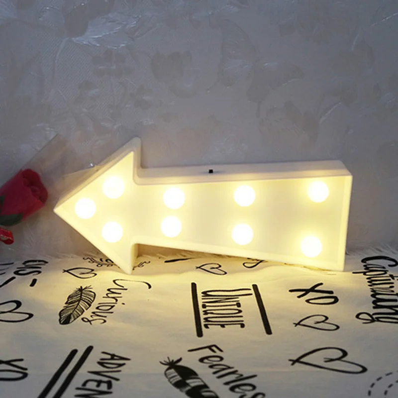 9 Led 3D Stan Nočné Svetlo Šípku lampa pre christams Dekorácie led Písmená Vintage Stan Svetlá na batériový svetlá