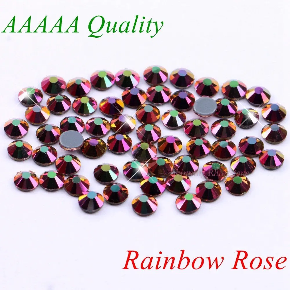 AAAAA Luxusné rýchlu Opravu Drahokamu Rainbow Rose SS6 SS10 SS16 SS20 Sklo Kryštály Flatback Žehlička Na Diamantové 1440pcs/Pack