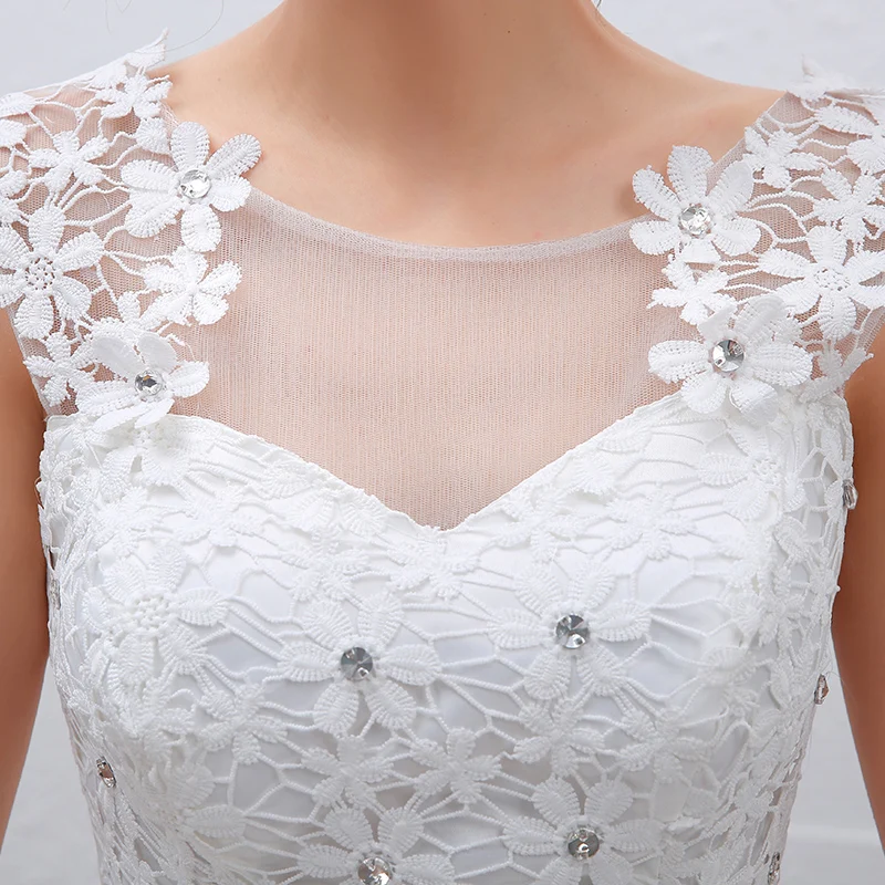 AnXin SH Nevesta princeznej kvetinové svadobné šaty double-ramenný kvet čipky svadobné šaty S