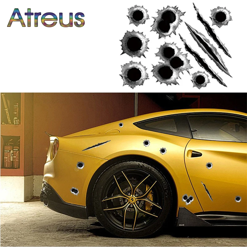 Atreus 3D Nálepky, Auto-Styling Bullet Hole na vozidlo Fiat 500 Abarth Punto Suzuki Swift SX4 Audi A4 B6 B7 B5, A6 C5 C6 O5 A5 Q7, TT A1