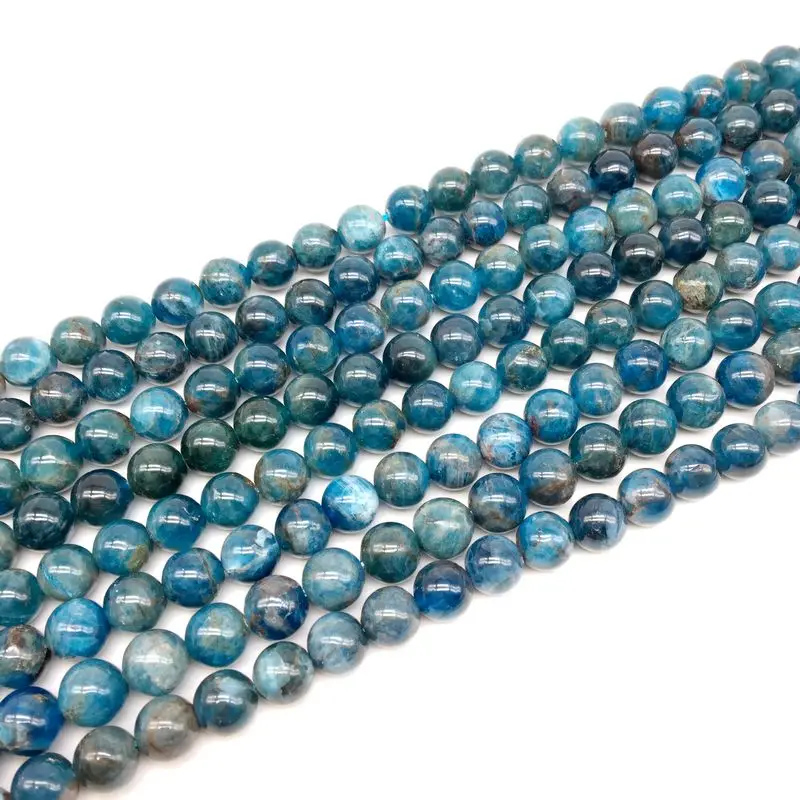 BEADZTALK Prírodné Modré Apatitu Okrúhle Korálky Voľné Dištančné String 4 mm 11 mm, DIY Šperky, Takže 1 string/pack