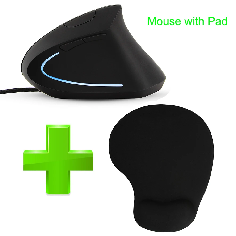 CHYI Káblové 5.-Gen Vertikálne Myš Ergonomický LED Podsvietený Svetlo 3200DPI USB Napájanie do PC Zápästie Zvyšok Chrániť Myší s Podložka pod Myš Auta
